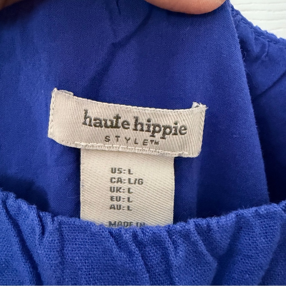 Haute Hippie blue linen wide leg jumpsuit sz L - Picture 11 of 11